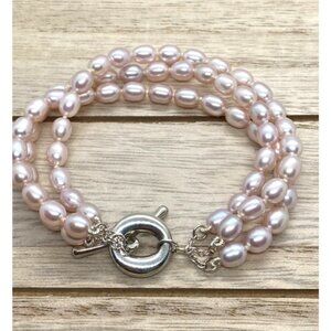 Tiffany & Co Elsa Peretti Triple Pearl Strand Toggle Bracelet 7.5"